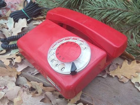 Vintage Rotary Phone Red Telephone Retro Desk Phone 1980s Etsy