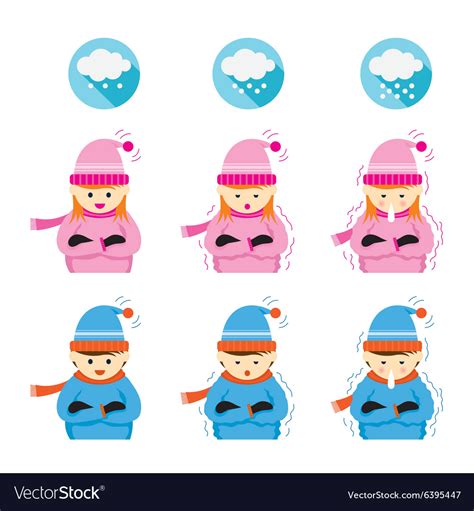 Boy And Girl Freezing And Cold Royalty Free Vector Image