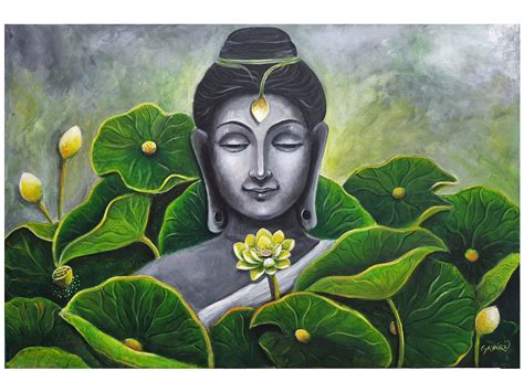 Nature Buddha Acrylic On Canvas Painting By Gayatri Mavuru Exotic