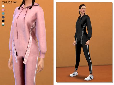 Sport Hoodie Pants03 By Chloemmm Sims 4 Female Clothes