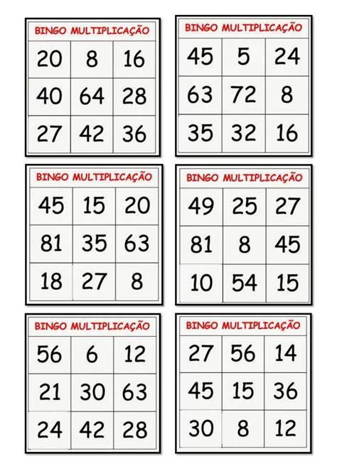 Bingo Da Multiplicação