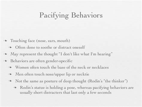 Pacifying Behaviors Touching Face