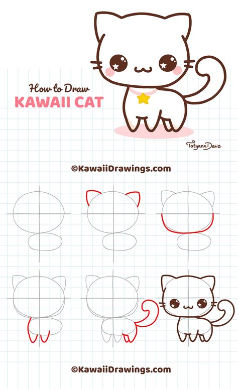 how to draw kawaii cat drawing tutorial easy doodles drawings cute easy drawings cute kawaii