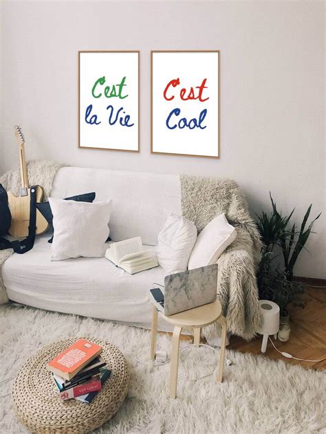 Cest La Vie Cest Cool Wall Art French Quote Printable Poster Blue Red