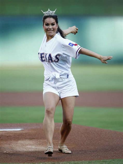 Miss Texas First Pitch Off Target At Rangers Game Houston Chronicle