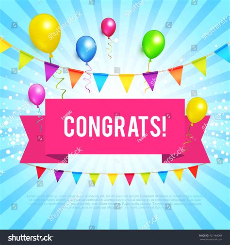 Congrats Congratulations Banner Balloons Win Birthday เวกเตอร์สต็อก