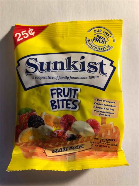 Sunkist Fruit Bites Gummy Candy Box Of 24 Pouches Gummies 100 Vitamin