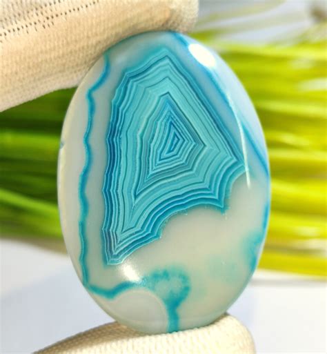 Beautiful Natural Blue Banded Agate Oval Cabochon Gemstone For Etsy