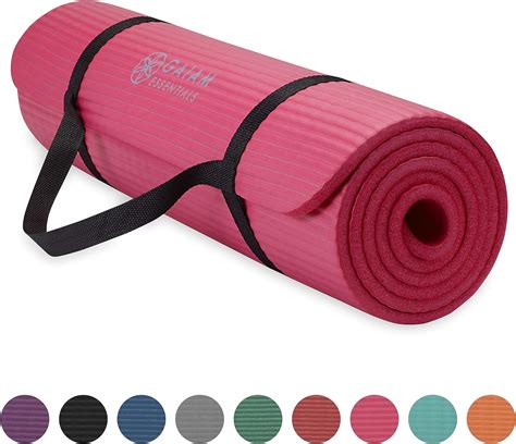 Gaiam Essentials Thick Yoga Mat Fitness And Exercise Mat With Easy Cinch Yoga Mat Carrier Strap