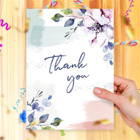 graceful watercolor floral   card template editable