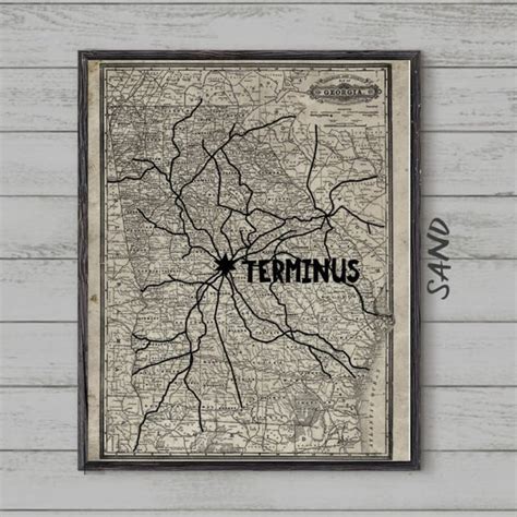 The Walking Dead Poster Terminus Replica Map Vintage Etsy