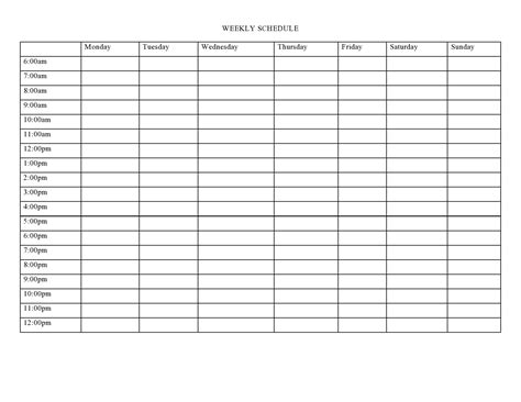 Microsoft Word Weekly Schedule Template For Your Needs