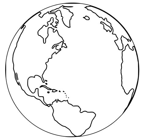 Globe Earth Coloring Pages Kids Drawing Line Planet Para Colouring