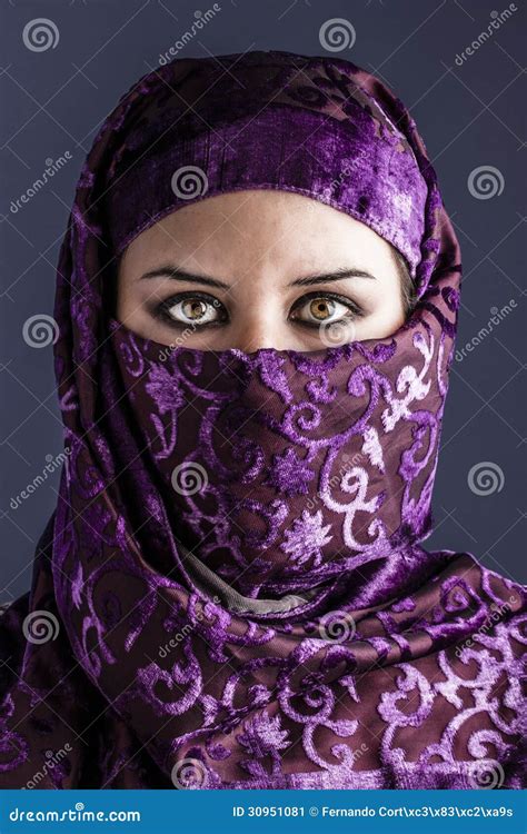 Arab Women With Traditional Veil Eyes Intense Mystical Beauty Stock