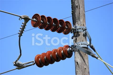 Red Ceramic Power Line Insulators Stock Photo Royalty Free Freeimages