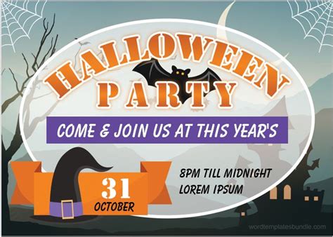 ms word halloween party invitation card templates word