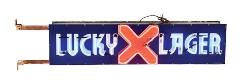 Lot Detail Lucky Lager Double Sided Beer Neon Sign