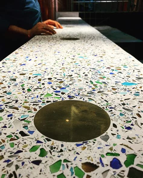 Terrazzo Recycled Glass Countertop For Bar Terrazzo Glass