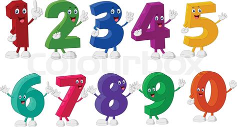 Funny Numbers Cartoon Characters Stock Vector Colourbox