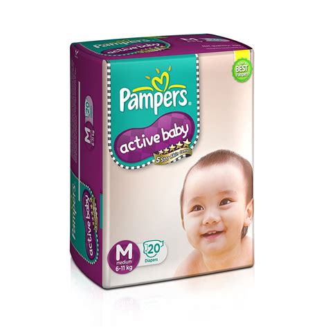 Pampers Active Baby Taped Diapers Medium Size Diapers M 20 Count