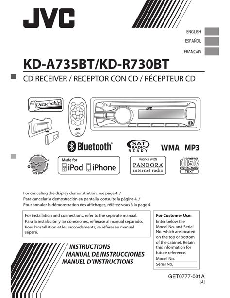 Jvc Kd R730bt Instruction Manual Pdf Download Manualslib