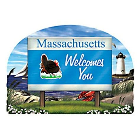 Massachusetts State Welcome Sign Artwood Fridge Magnet