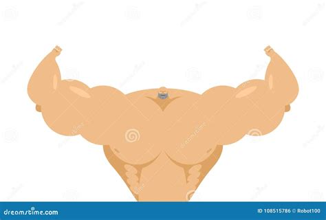 Bodybuilder Is Big With Small Head Lot Of Muscle Mass Stock Vector