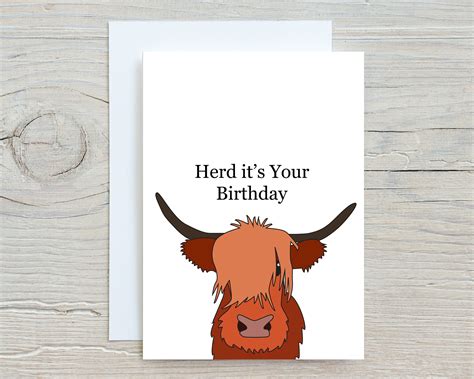 Happy Birthday Highland Cow Card Herd Its Your Etsy Australia