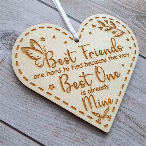 Best Friends Keepsake T Plaque Wooden Heart Hanging Etsy