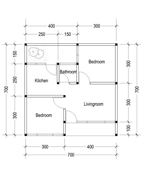 House Plans For You Plan A Simple Little House On The Land 7m X 7m