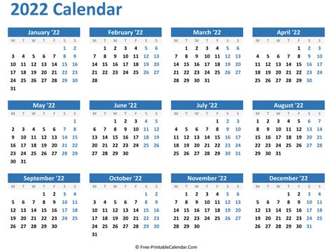 2022 Calendar With Week Numbers