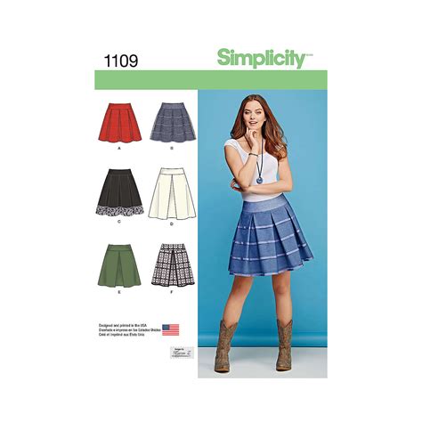 Simplicity Womens Pleated Short Skirt Sewing Pattern 1109 At John Lewis