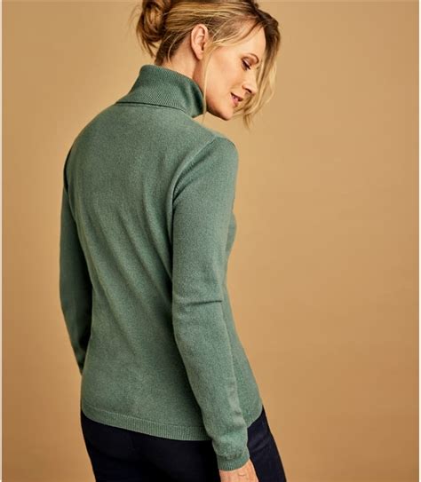 verdigris womens cashmere and merino fitted turtle neck knitted sweater woolovers us