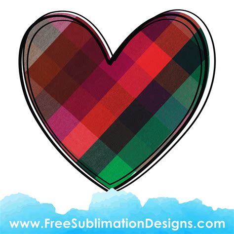 Free Sublimation Print Plaid Love Heart Sublimation Print Png File
