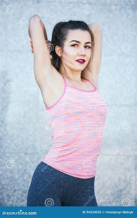 Fit Fitness Woman Doing Stretching Exercises Outdoors At Park Stock Image Image Of Park Cross