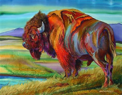 Artist Nancy Cawdrey Animal Art Buffalo Painting Southwest Art