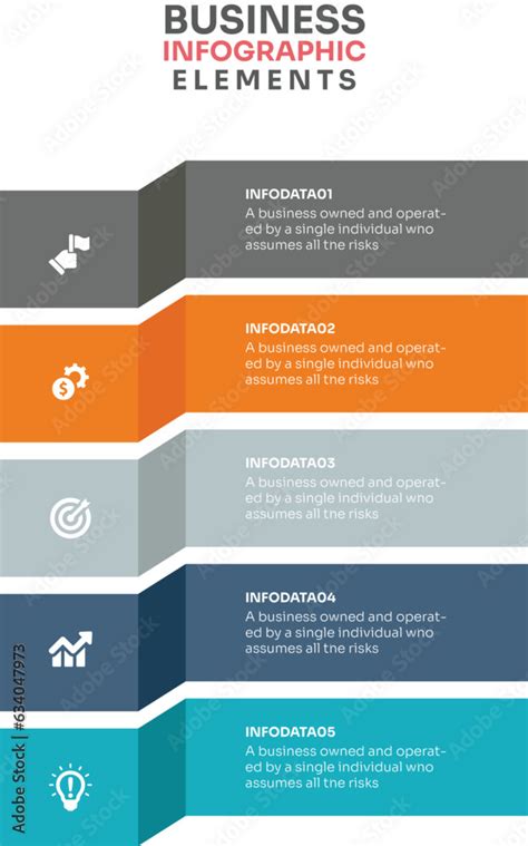 Colorful Layout With 5 Points Of Steps Or List With Arrows Infographic