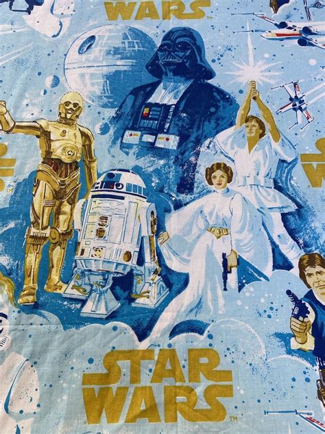 Vintage 1977 Star Wars Bibb Twin Flat Sheet Movie Sci Fi Film Usa 70s