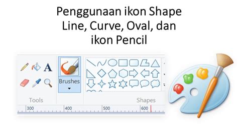 Penggunaan Ikon Shape Line Curve Oval Dan Ikon Pencil Pada Program