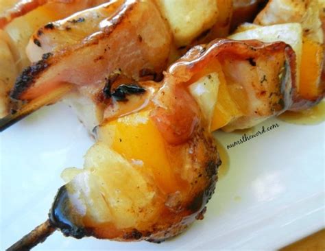 Oh, dearest, loveliest, beautiful bacon. Chicken, Pineapple & Bacon Kabobs - Num's the Word