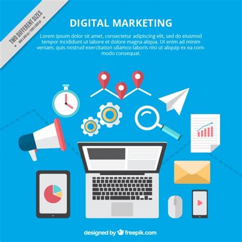 Digital Marketing Background With Colorful Tools Vector Free Download