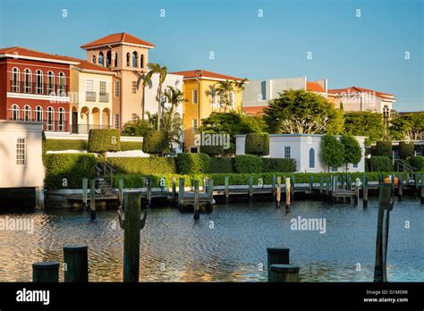 Waterfront condos with boat docks, Naples, Florida, USA Stock Photo - Alamy