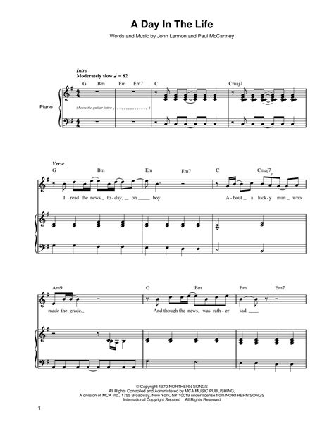 A Day In The Life Sheet Music The Beatles Keyboard Transcription