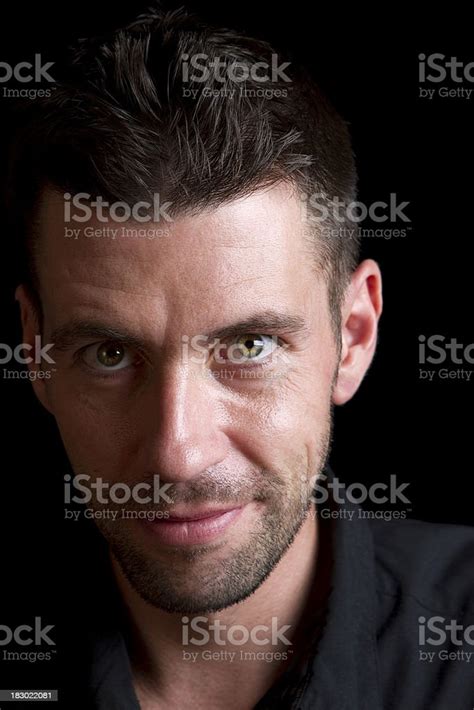 Handsome Unshaven Man Dramatic Portrait Stock Photo Download Image