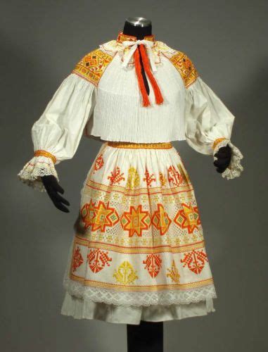 rare slovak folk costume embroidery blouse lace apron pleated skirt cicmany kroj blouse and