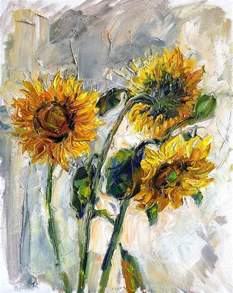Sunflowers Original Oil Painting Still Life Yellow Sunflower Etsy Uk