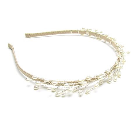Wedding Tiara Headband Hair Accessory Odeletta With Freshwater Pearls Fiona Lucy Bespoke