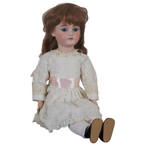 Antique 18 Bisque Doll Circa 1910s Leather Body Made By Wiefel And Company Germany With Original