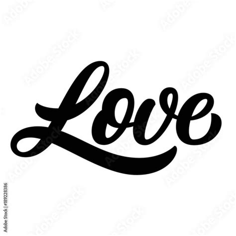 Hand Lettering Love Word Black Ink Calligraphy Isolated On White Background Vector