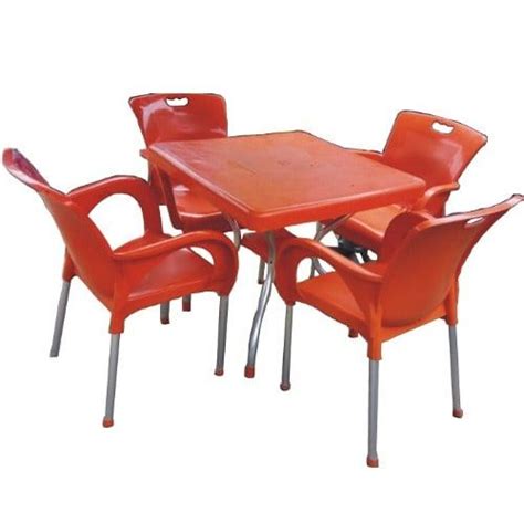 Shop White Label Plastic Foldable Diningstudy Table With 4 Chairs